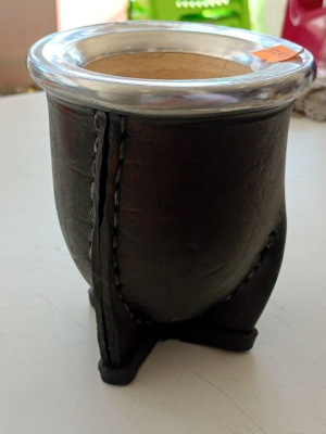 Mate Calabaza forrado cuero con virola Lujo